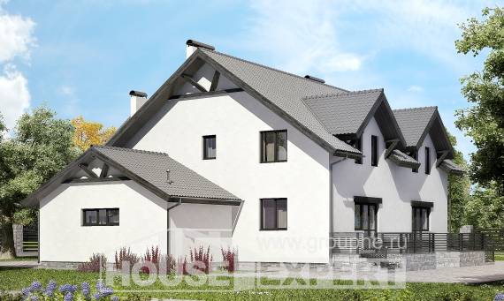 290-003-П Проект двухэтажного дома с мансардой, огромный коттедж из пеноблока Каменск-Уральский, House Expert