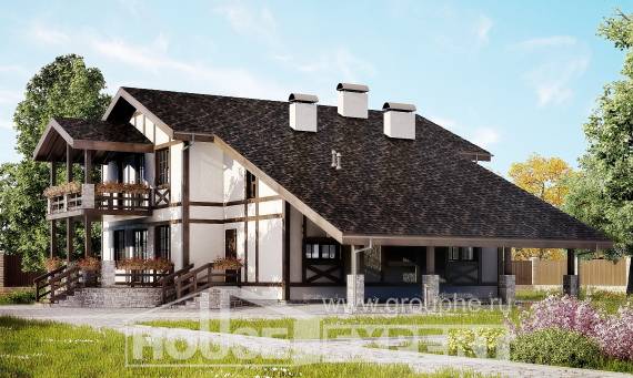 250-002-Л Проект двухэтажного дома с мансардным этажом и гаражом, просторный домик из кирпича Каменск-Уральский, House Expert