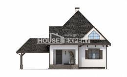110-002-Л Проект двухэтажного дома мансардой и гаражом, компактный домик из блока Каменск-Уральский, House Expert