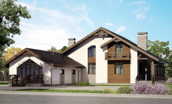 265-001-П Проект двухэтажного дома с мансардным этажом, гараж, классический коттедж из пеноблока, Каменск-Уральский