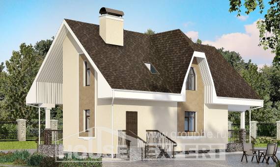 125-001-Л Проект двухэтажного дома мансардный этаж, небольшой дом из бризолита Каменск-Уральский, House Expert