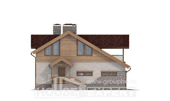 165-002-П Проект двухэтажного дома с мансардой и гаражом, бюджетный коттедж из бризолита Каменск-Уральский, House Expert