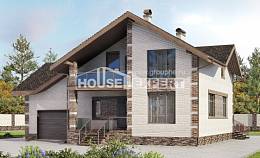 245-005-П Проект двухэтажного дома с мансардой, гараж, классический домик из поризованных блоков Каменск-Уральский, House Expert